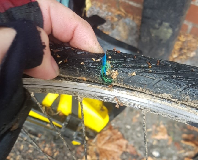 Image of my tire after it exploded.